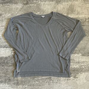 PJ Harlow Frankie Top Womens Small Ribbed Supima Cotton Modal Gray Lounge Shirt